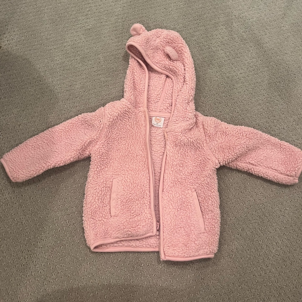 Pink Fleece Baby Jacket with Ears